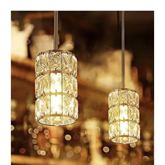 Crystal Pendant Light, CALDION 1-Light Modern Pendant Light Fixtures Adjustable - Picture 1 of 11